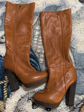 Miss Sixty y2k brown leather knee high boots